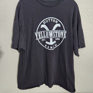 Yellowstone Dutton Ranch Black Graphic Tee Size XL 100% Cotton Mens Casual Shirt